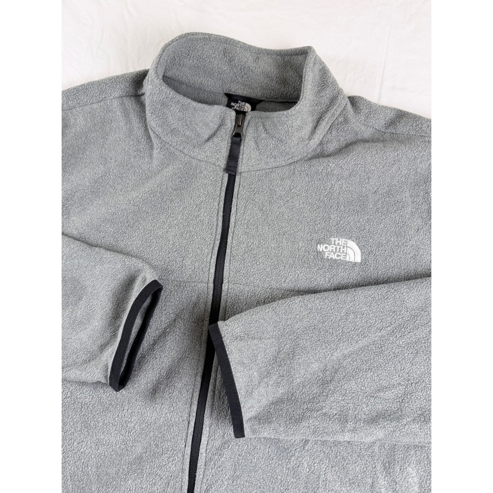 The North Face Fleece Jacket Mens XL Gray Full Zip Mock Neck Logo